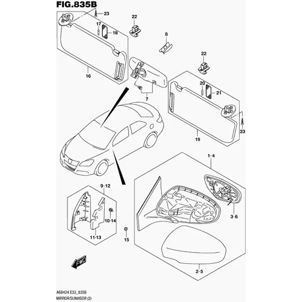 835B - ЗЕРКАЛО/СОЛНЦЕЗАЩИТНЫЙ КОЗЫРЕК (W_HEATER)