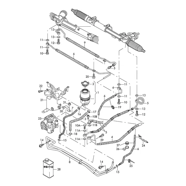 Масляный бачок с соединитель- ными деталями, шлангами