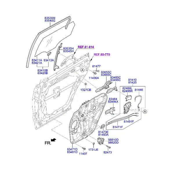 регулятор стекла и стекло задней двери