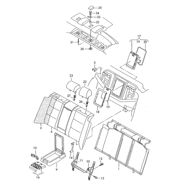 Спинка сиденья чехлы спинок сидений Центральный подлокотник Подголовники Отдельные детали для а/м с детским сиденьем