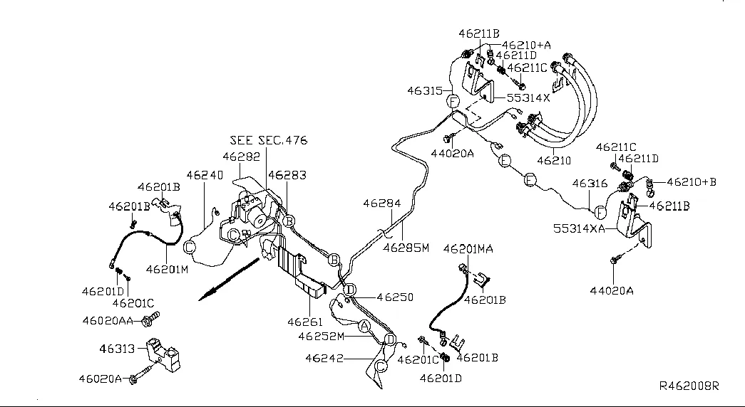 Трубопровод пневматического тормоза и система управления; PIPING