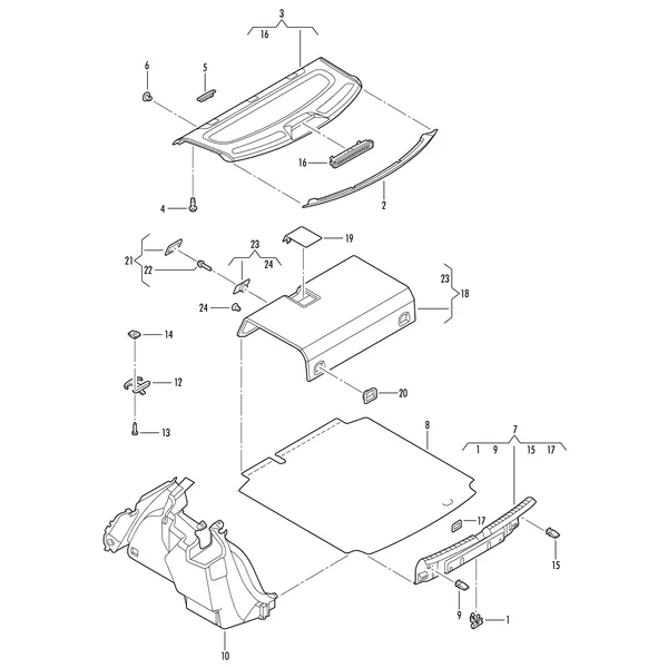 Обшивки багажника Обивка задней полки