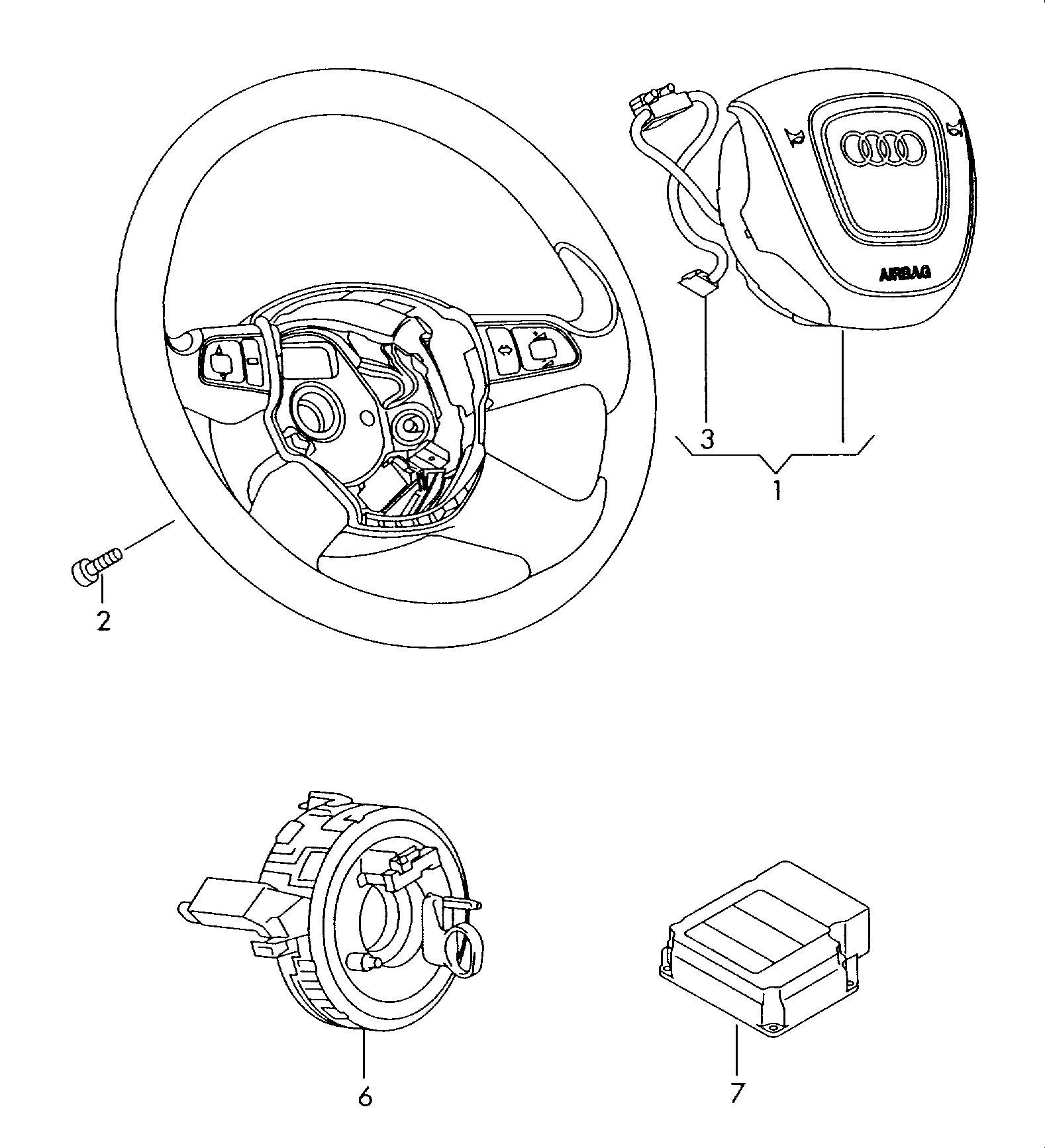 Модуль подуш. безоп. для руля Отдельные детали F >> 4F-8-041 245*