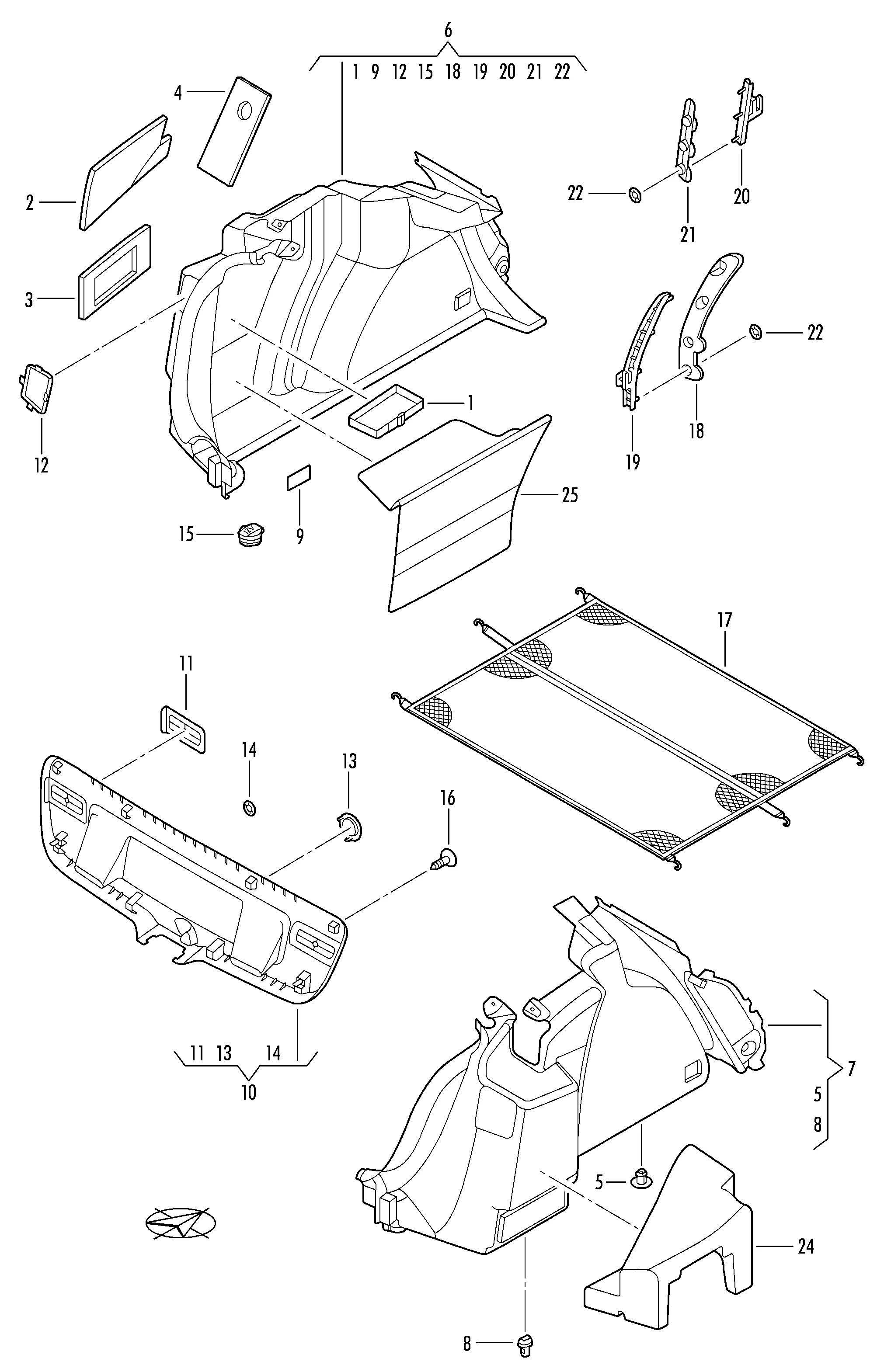 Облицовка крышки багаж. отсека Обшивки багажника