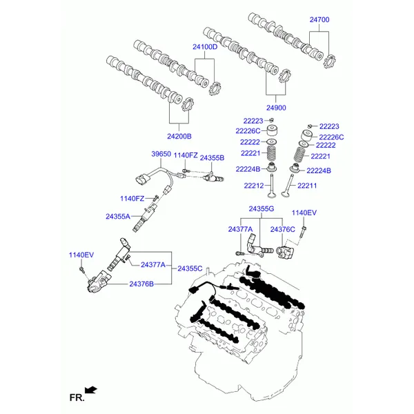 Распределительный вал и клапаны
