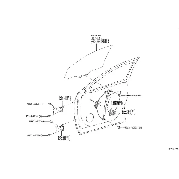 FRONT DOOR WINDOW REGULATOR & HINGE