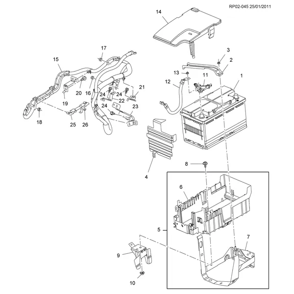 КРЕПЛЕНИЕ АККУМУЛЯТОРА (LUD/1.7L)