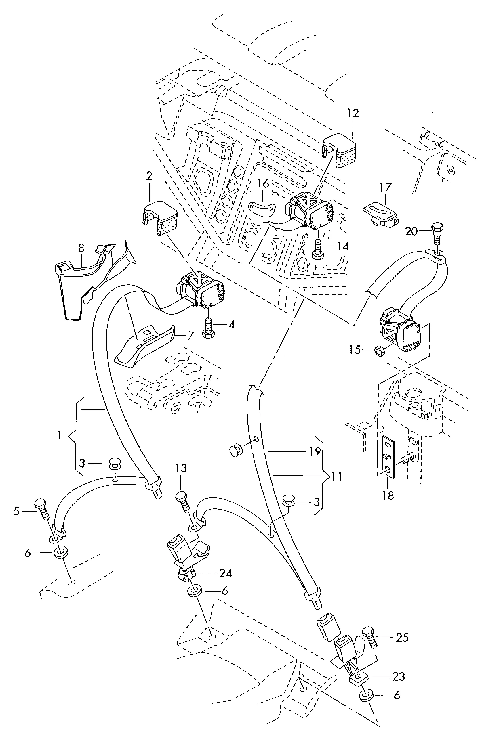 Трёхточечн. ремень безопасн. *** Внимание! Опасный груз *** Смотри руководство по ремонту