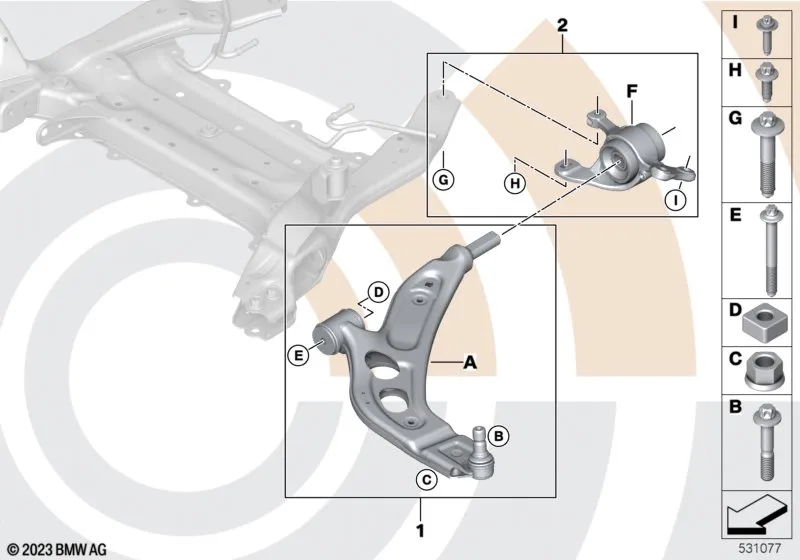 Ремкомплект поперечного рычага подвески