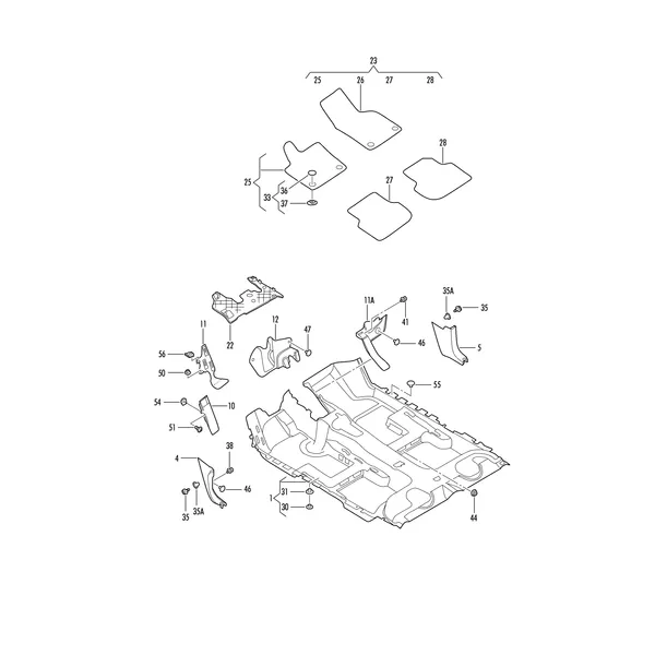 Коврики Облицовка стойки А Упор для ног