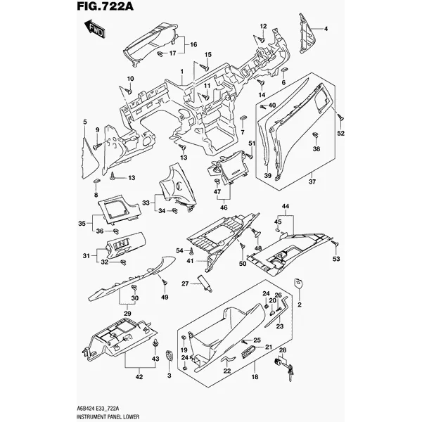 722A - НИЖНЯЯ ЧАСТЬ ПАНЕЛИ ПРИБОРОВ