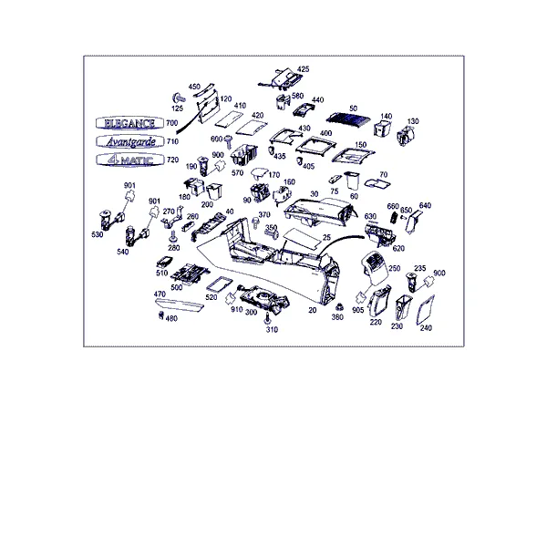 КОРПУС С ПОДДОНОМ ВЕЩЕВОГО ОТСЕКА, ПОДЛОКОТНИК И ПЕПЕЛЬНИЦА