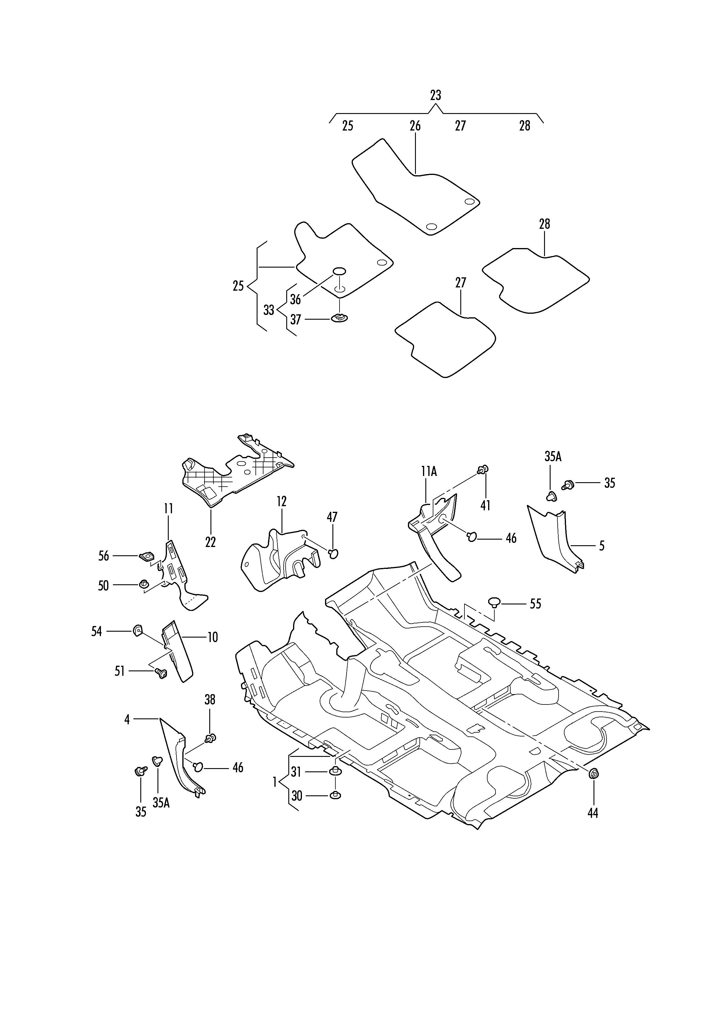 Коврики Облицовка стойки А Упор для ног