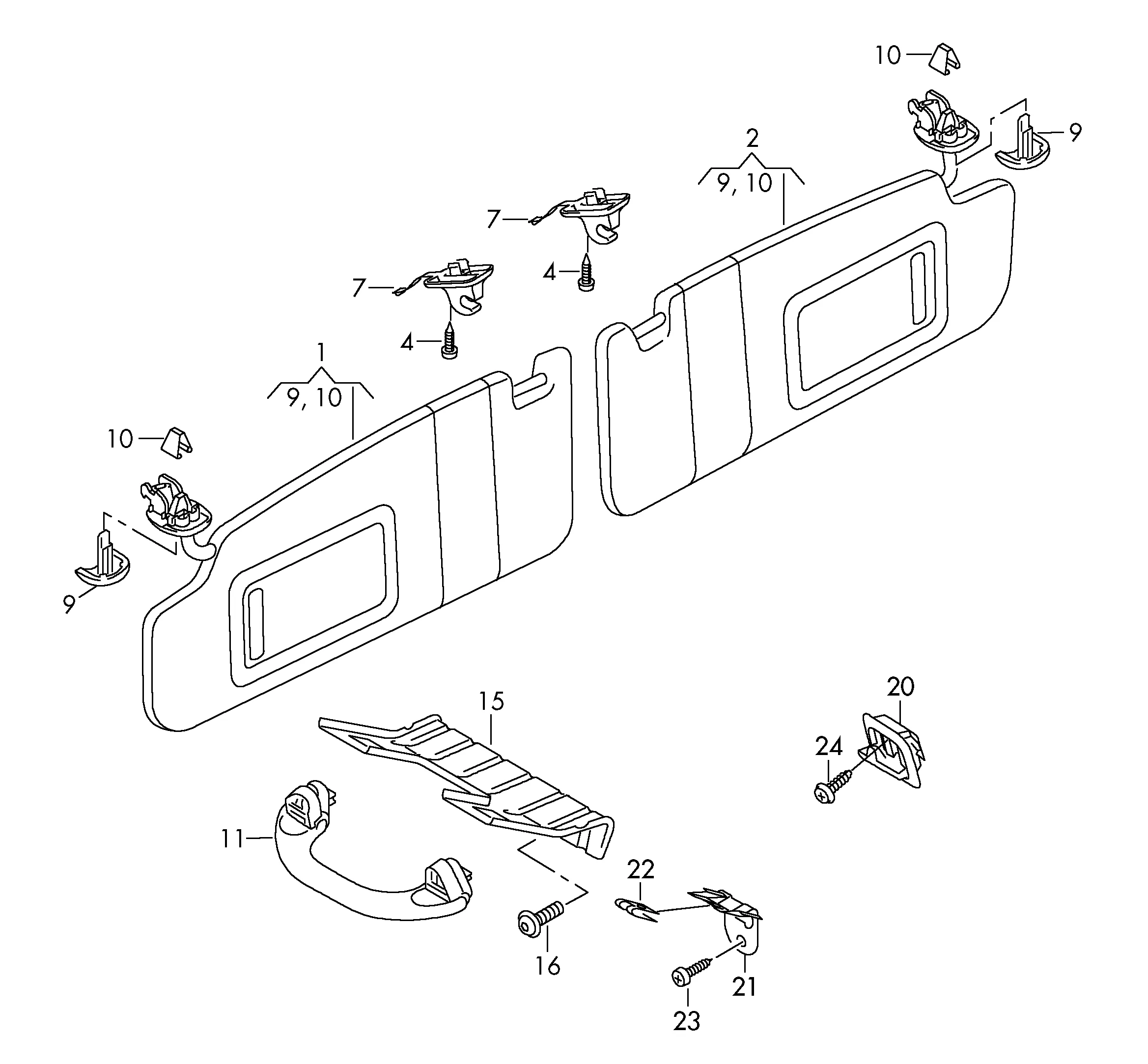 Солнцезащитный козырёк Ручка
