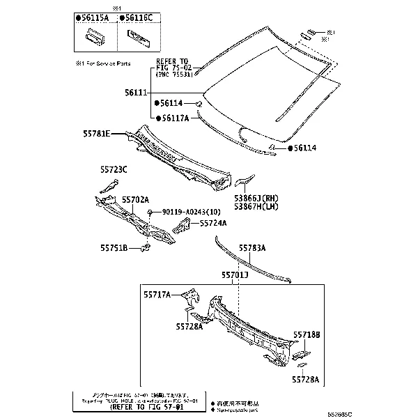 COWL PANEL & WINDSHIELD GLASS