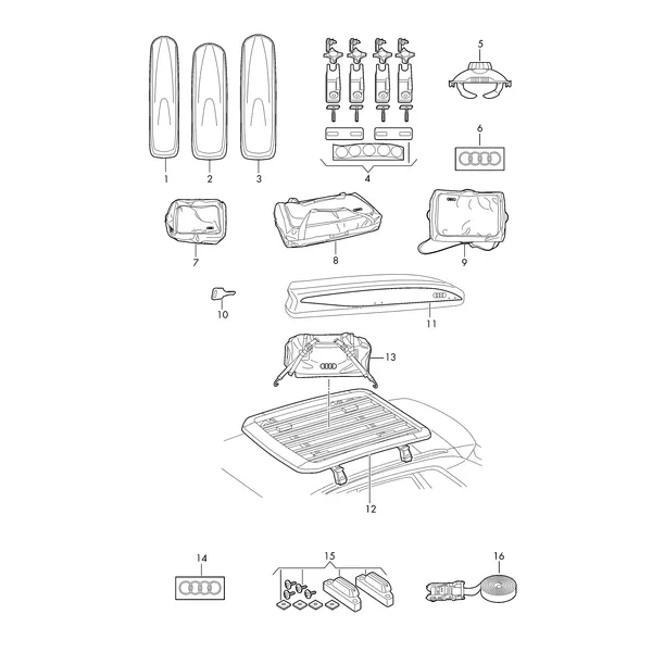 Оригинальные аксессуары Багажник для лыж и др. багажа Запасной ключ Roof basket Дорожная сумка