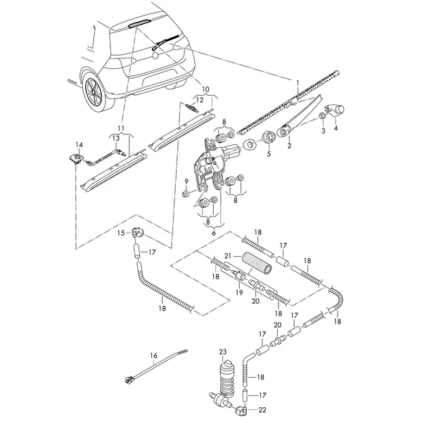 Стеклоочиститель/омыватель для заднего стекла