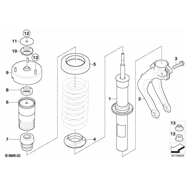 Передняя амортизационная стойка и дополнительные элементы