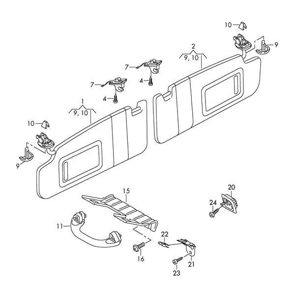 Солнцезащитный козырёк Ручка