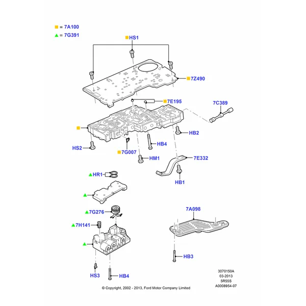 50A - Valve Body - Main Control & Servo's, 5 Speed Auto Transmission 5R55S; 04/MAR/2002-16/DEC/2010
