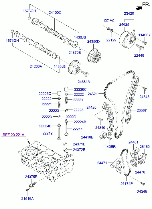 Распределительный вал и клапаны