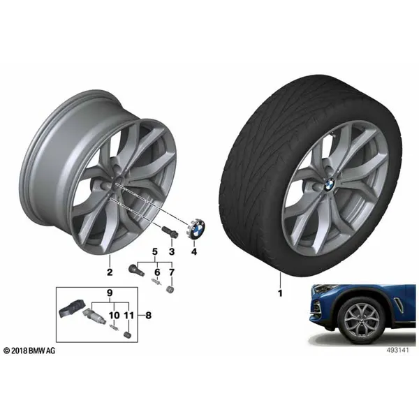 BMW кол.с л/с диск.V-обр.спицы 735 - 19"