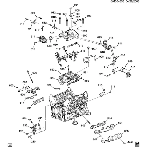ENGINE ASM-3.4L V6 PART 5 MANIFOLDS & RELATED PARTS (LNJ/3.4F)