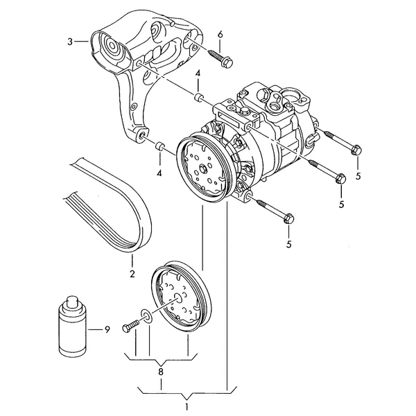 Компрессор климатической уст. Детали соединительные и крепе- жные для компрессора