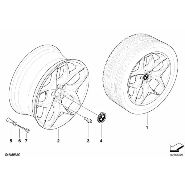 Легкосплавный диск BMW со сдвоенными спицами, дизайн 215