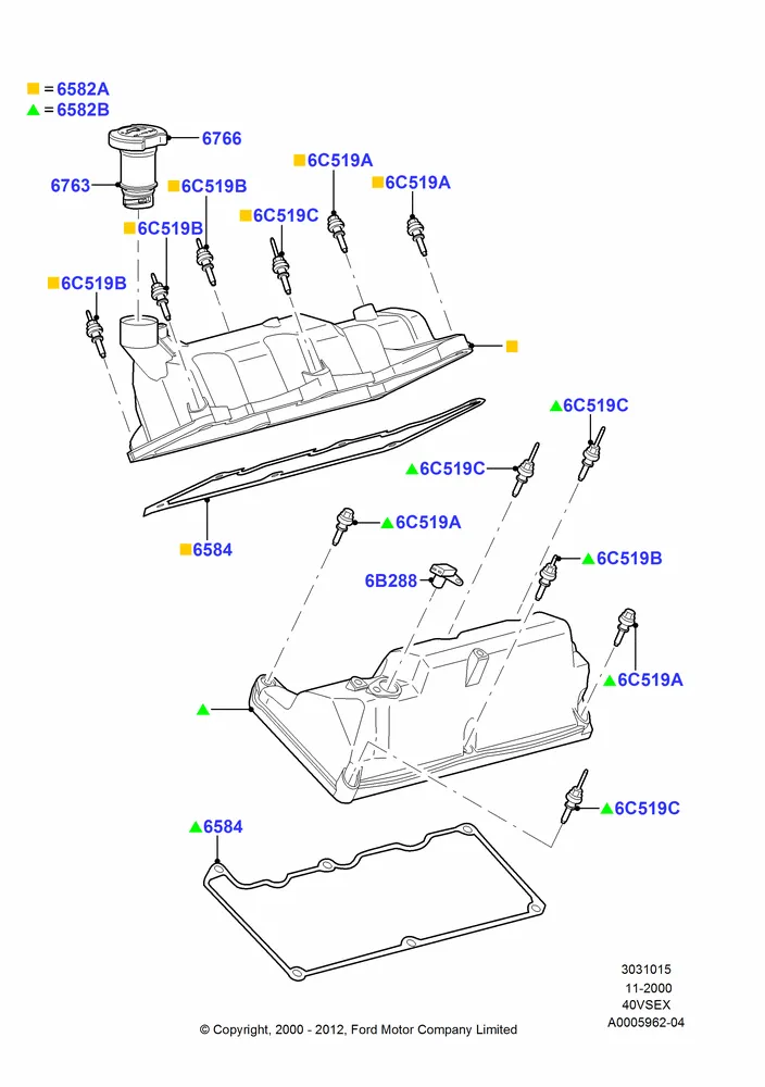 15B - Cylinder Head Cover, 4.0L V6 12V SOHC EFI; 13/NOV/2000-16/DEC/2010