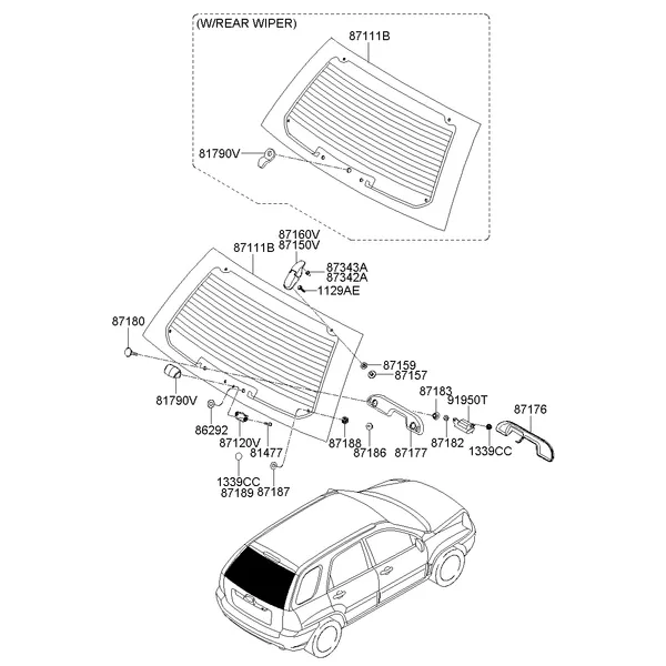 REAR WINDOW GLASS & MOULDING
