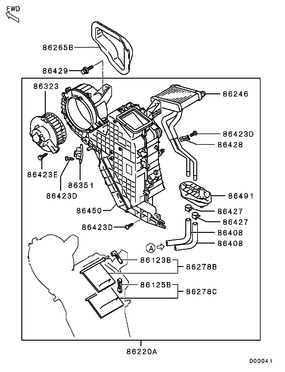 ОТОПЛ., КОНДИЦ. И ВЕНТИЛЯЦИЯ - ЗАДНИЙ ОТОПИТЕЛЬ И ТРУБКИ