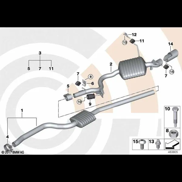 Задний глушитель и монтажный комплект