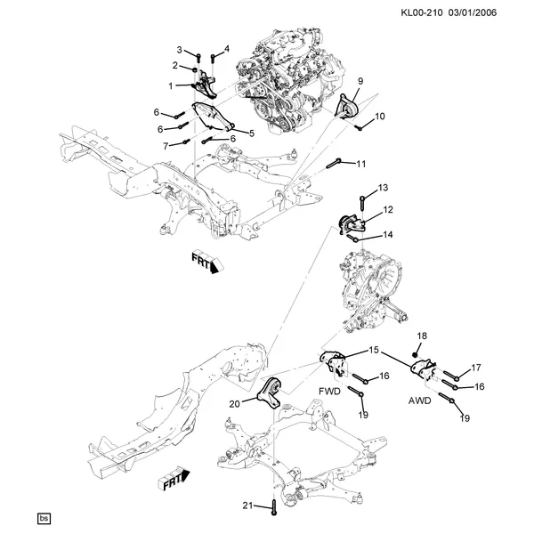 КРЕПЛЕНИЕ ДВИГАТЕЛЯ И КОРОБКИ ПЕРЕДАЧ (LU1/3.2G)