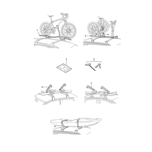 Оригинальные аксессуары Крепление для велосипедов Крепление лыж и сноуборда Крепление для перевозки каяка
