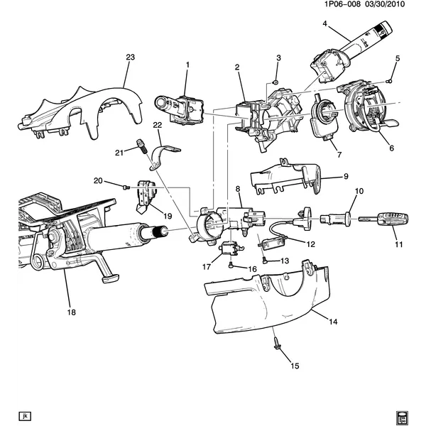STEERING COLUMN PART 2 SWITCHES & COVERS (EXC KEYLESS START BTM)