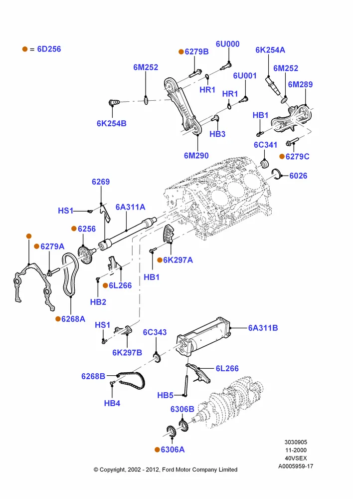 05B - Timing Gear, 4.0L V6 12V SOHC EFI; 13/NOV/2000-16/DEC/2010