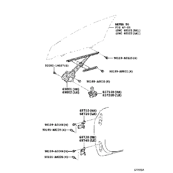 FRONT DOOR WINDOW REGULATOR & HINGE