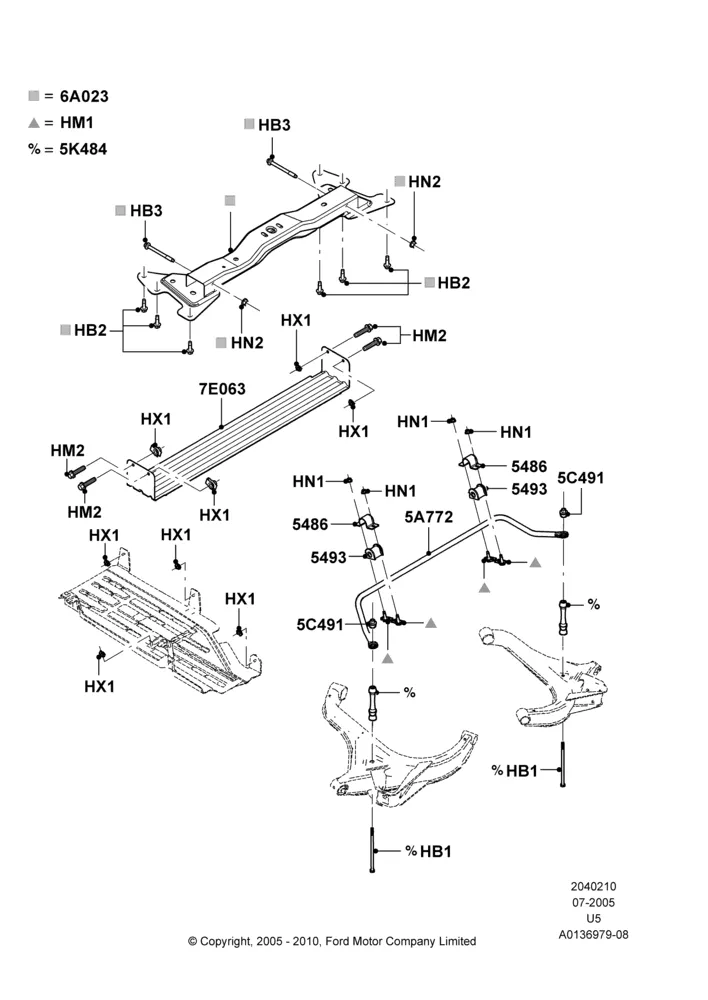 10C - Rear Cross Member & Stabilizer Bar; 19/JUL/2005-16/DEC/2010