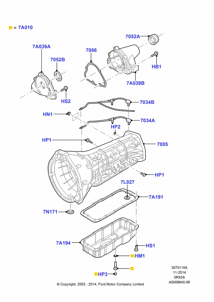 10A - Transmission External Components, 5 Speed Auto Transmission 5R55S; 04/MAR/2002-16/DEC/2010