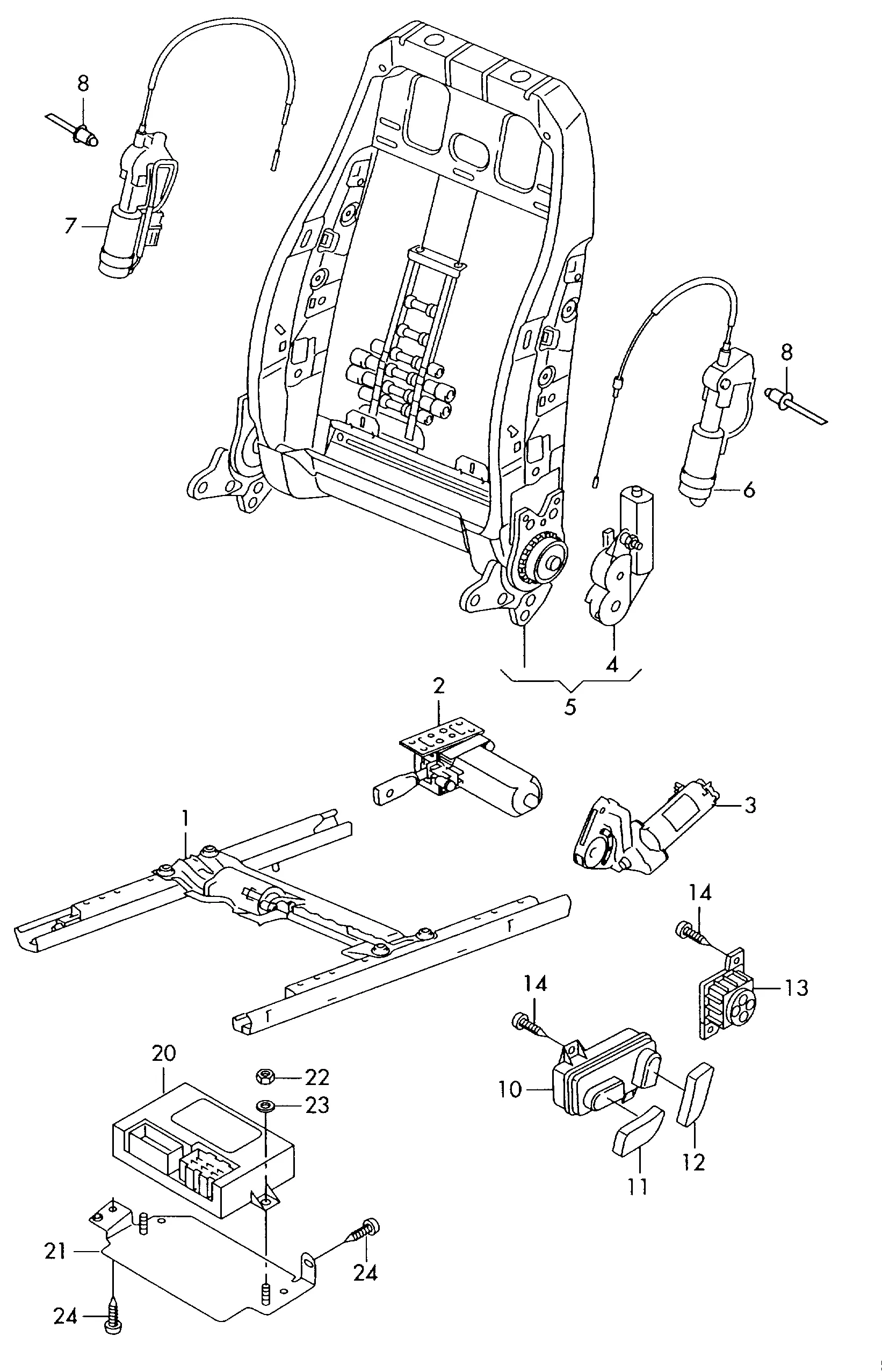 Электрические компоненты регулировки сиденья и спинки
