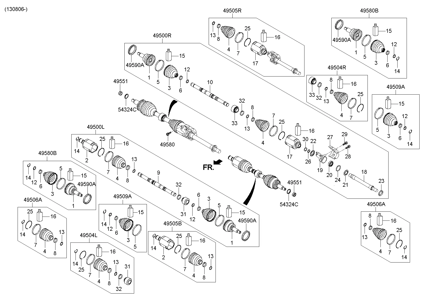 DRIVE SHAFT (FRONT); 2