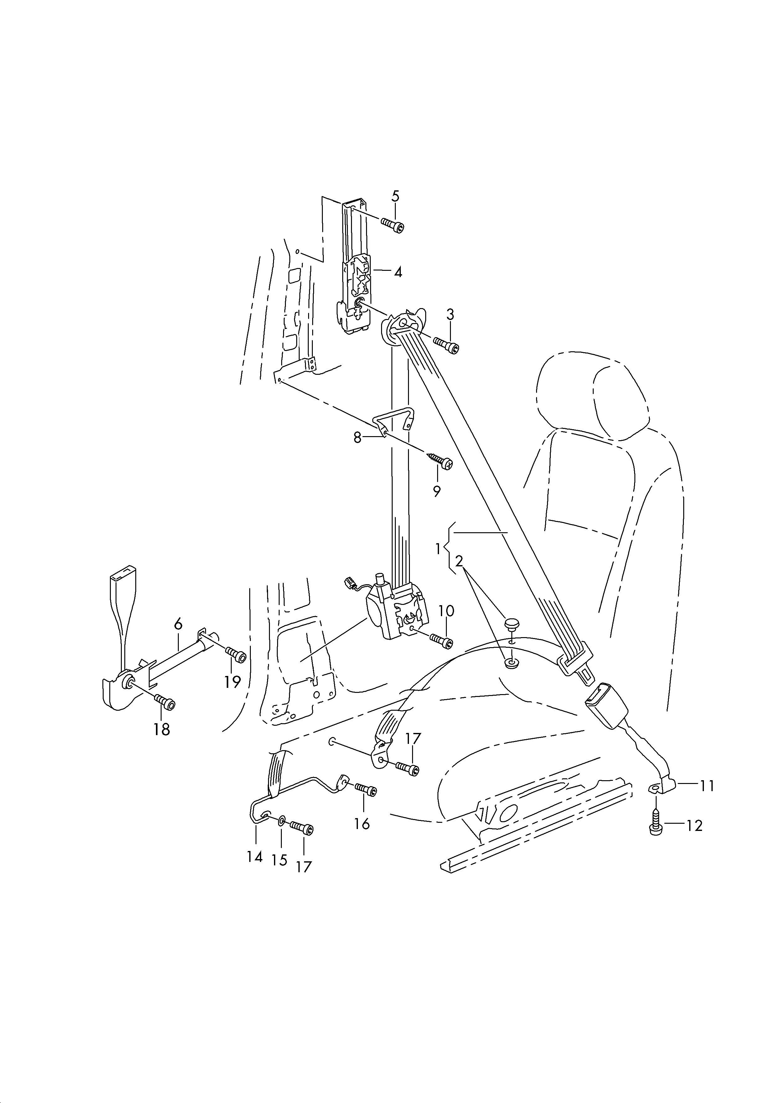 Трёхточечн. ремень безопасн. Замок ремня безопасности