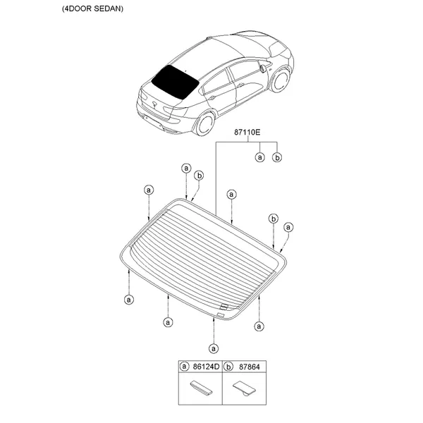 стекло заднее и молдинг