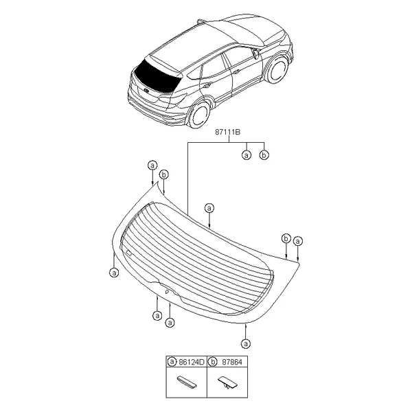 стекло заднее и молдинг