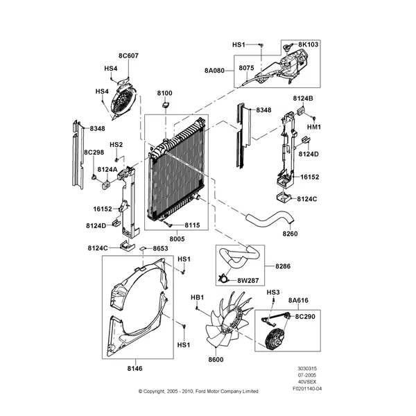 15F - Radiator/Coolant Overflow Container, 4.0L V6 12V SOHC EFI; 19/JUL/2005-16/DEC/2010