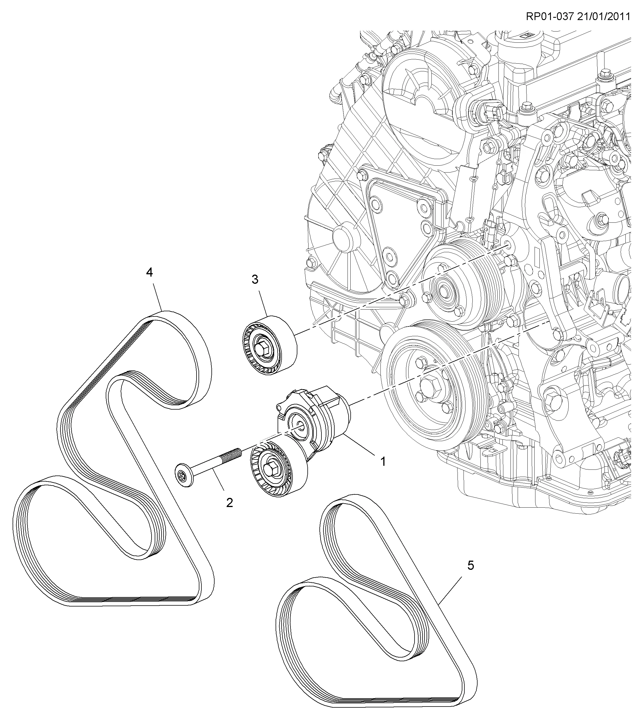 ШКИВЫ И РЕМНИ/ПРИВОД ВСПОМОГАТЕЛЬНЫХ АГРЕГАТОВ (LUD/1.7L)
