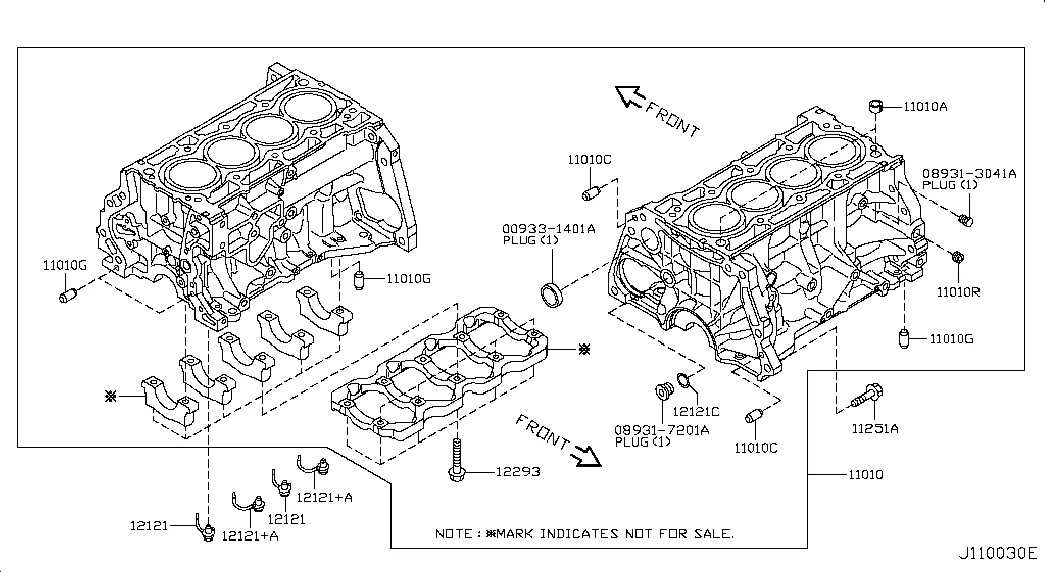 Блок цилиндров и поддон картера; COMPONENT PARTS