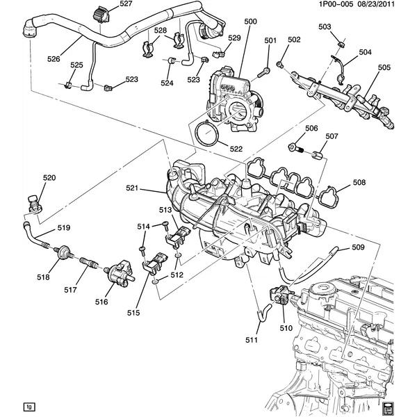 ENGINE ASM-1.4L L4 PART 5 INTAKE MANIFOLD & FUEL RELATED PARTS (LUJ/1.4C)