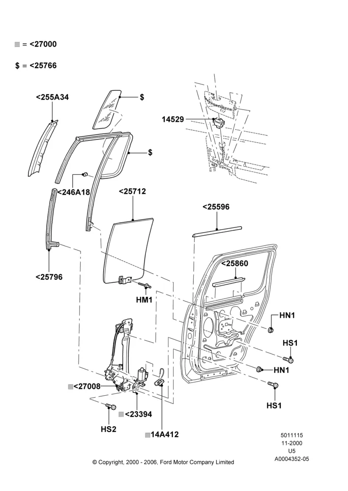 15 - Rear Door Glass and Window Controls; 13/NOV/2000-16/DEC/2010
